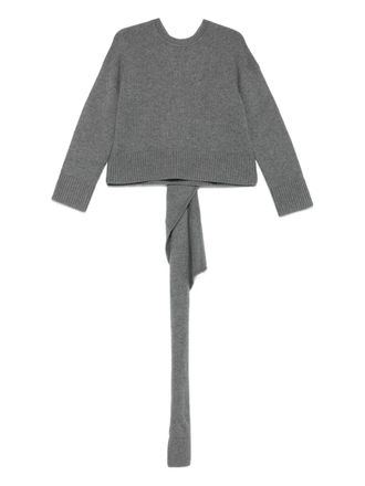 SIMKHAI scarf-detail sweater - women - Wool/Recycled Cashmere - S - Grey