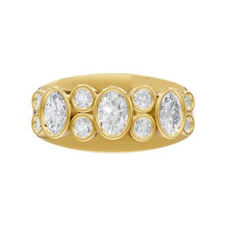 Diamond2Deal 14k Yellow Gold 0.95 Ct Oval Lab Grown Diamond Wedding Band Ring Size 7, VS1, E-F