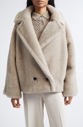 Max Mara Cambusa Alpaca Blend Teddy Jacket in Sand at Nordstrom, Size 6