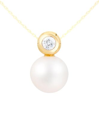 Splendid Pearls 14K 0.10 Ct. Tw. Diamond & 8-8.5Mm Freshwater Pearl Pendant