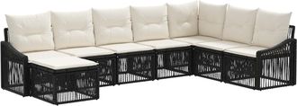 vidaXL Conjunto De Sof&aacute;s De Jard&iacute;n 8 Uds. Negro Rat&aacute;n Sint&eacute;tico Vidaxl