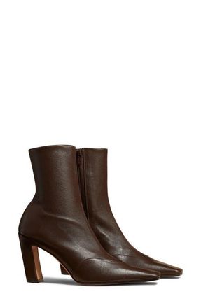 Khaite Nevada Square Toe Bootie in Dark Brown at Nordstrom, Size 11Us