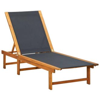 Berkfield Home Sun Lounger Solid Acacia Wood & Textilene in Brown