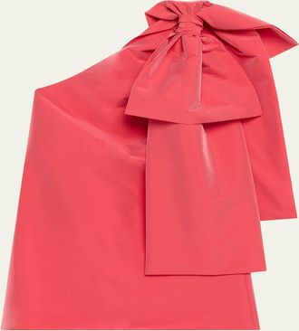 Bernadette Winnie Bow One-Shoulder Taffeta Mini Dress