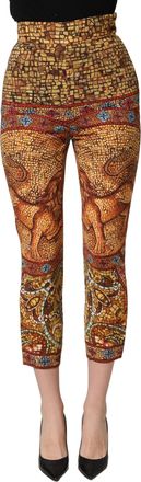 Dolce & Gabbana Womens Mosaic Print Crepe Trousers Multicolor Viscose