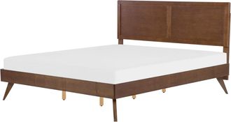 Beliani Cama matrimonial de madera madera oscura 180x200
