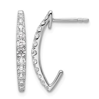Diamond2Deal 14k Gold 1/2 ct Lab Grown Diamond J- Hoop Earrings VS Clarity, D-E Color