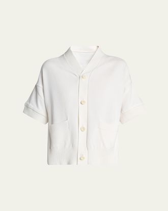 sacai Mixed-Media V-Neck Cardigan