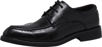 Generic Formal Shoes for Men Lace Up Brogue Embossed Derby Shoes Vegan Leather Rubber Sole Slip Resistant Low Top Classic(5.5 UK) Black