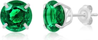MAX + STONE 14k White Gold 9mm Round Cut Gemstone Stud Earrings