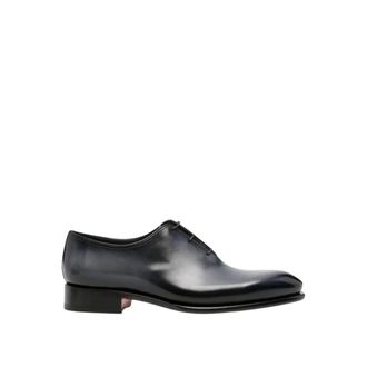 Santoni Carter 16229 Oxford - Heren - Nette schoenen - Blauw - 42 1/2 EU - Leer - Schoenen