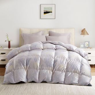 Puredown All Season Silk Covered White Goose Down Comforter
