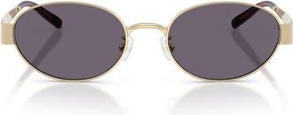Tory Burch 54mm Oval Sunglasses in Shiny Light Gold /Purple at Nordstrom