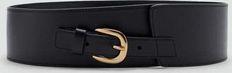 Mango Cintura larga di pelle fibbia metallica nero - Donna - S - MANGO