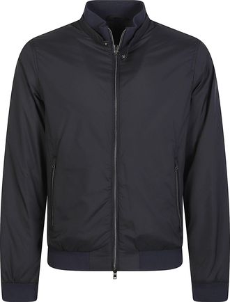 Herno Ecoage Black Stand Collar Bomber Jacket