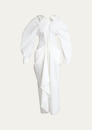 Givenchy Slashed Draped Cotton Poplin Maxi Shirtdress
