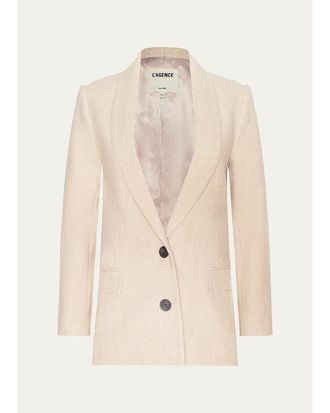 L'agence Amelie Herringbone Tweed Single-Breasted Blazer
