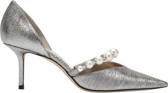 Jimmy Choo London Bruid Mid Hiel Decollete Schoenen - Dames - Pumps - Grijs - 38 EU - Schoenen