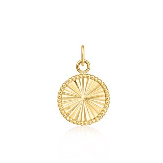 RS Pure by Ross-Simons Italian 14kt Yellow Gold Sunburst Circle Charm