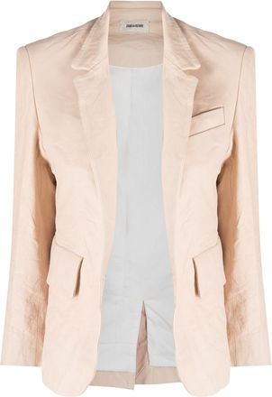 Zadig&Voltaire Verys crinkled leather jacket - women - Cotton/Lamb Skin/Polyester - 34 - Neutrals