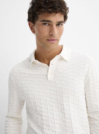 Le 31 Mens Textured geo knit Polo Shirt
