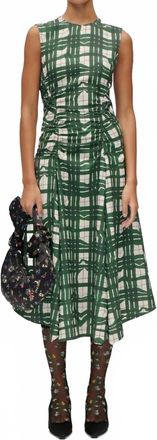 Stine Goya Sleeveless Gathered Midi Dress In Checkered Wave