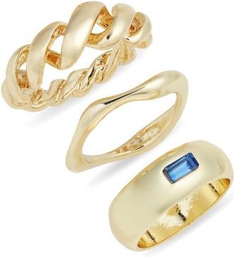 Nordstrom 3-Pack Assorted Rings in Gold at Nordstrom, Size 7