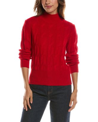 Fort&eacute; Cashmere Cable Mock Neck 100% Cashmere Sweater