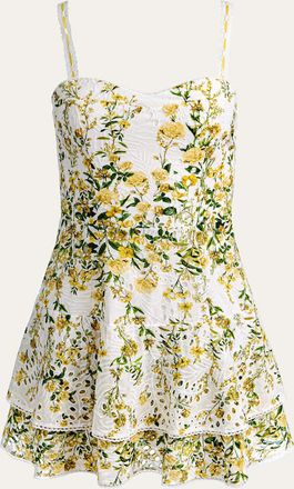 Alice & Olivia Meredith Embroidered Floral Mini Dress