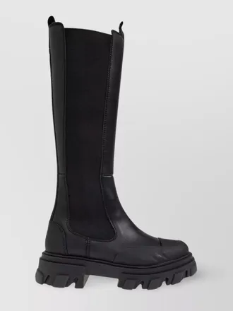 Ganni chunky lug sole knee-high leather boots