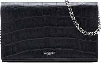 Saint Laurent Pre-owned Saint Laurent Croc Embossed Leather Wallet On Chain Unisex HPP377831A.0515