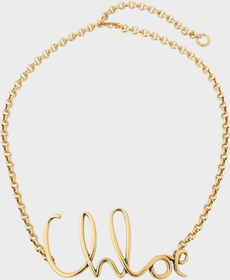 Chloé Logo Brass Chain Belt