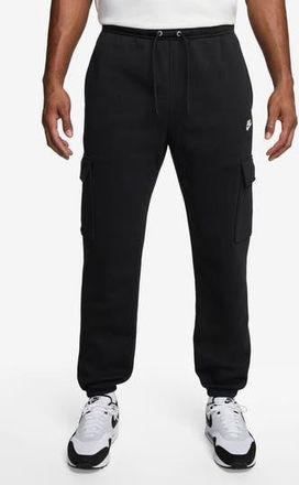 Nike Club Fleece Cargo Sweatpants in Black/Black/White at Nordstrom Rack, Size Xx-Large