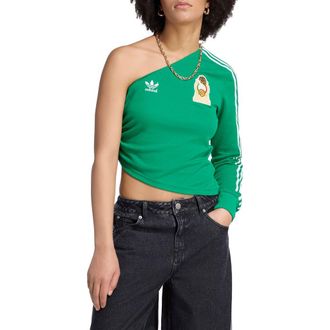 adidas Originals Mexico Reconstructed Off the Shoulder Bringback Jersey in Green at Nordstrom, Size X-Small