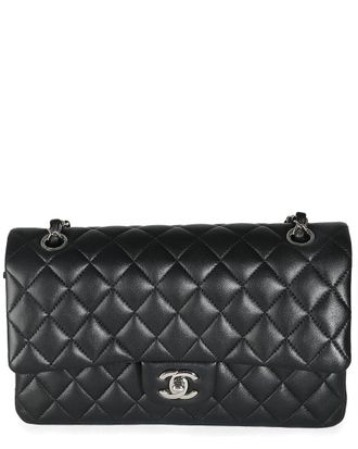 Chanel Black Quilted Leather Medium Classic Double Flap Bag (Authentic Pre- Loved)