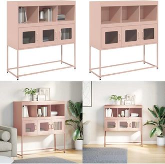 vidaXL Credenza Rosa 100,5x39x107 cm in Acciaio Laminato a Freddo - Credenza in Acciaio - Credenza da Cucina