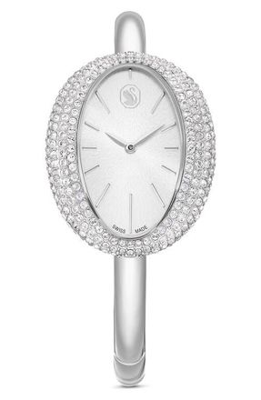 Swarovski Imber Oval Bangle Bracelet Watch, 35mm x 28mm in Silver at Nordstrom