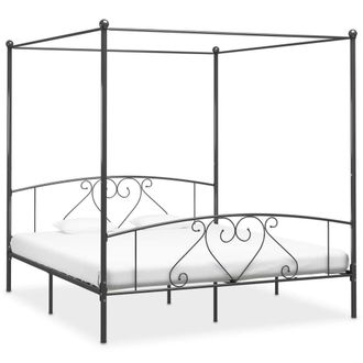 Berkfield Home Canopy Bed Frame Grey Metal 200x200 cm