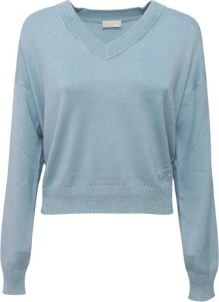 Liu Jo V-hals Truien - Dames - V-hals truien - Blauw - XL - Polyester - Truien & Vesten