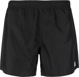 Courr&egrave;ges logo-patch plain swim shorts - men - Polyester - S - Black