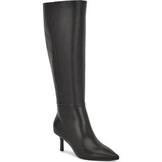 Nine West Kimdee 9x9 Pointed Toe Knee High Boot in Black 001 at Nordstrom, Size 6.5 Regular Calf