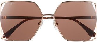 DIFF Eyewear Donna IV 61mm Gradient Square Sunglasses in Brushed Gold /Truffle at Nordstrom