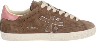 Premiata Beige Stevend Soft Suede Low-Top Sneakers