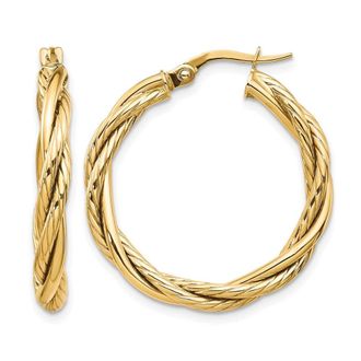 Diamond2Deal 10K Gold Round Shape Twisted Hoop Earrings