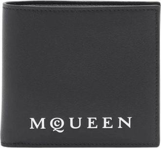 Alexander McQueen Accessoires, Heren, Zwart, ONE Size, Bi-Fold Creditcardhouder Zwart/Beige
