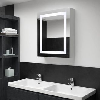 Berkfield Home LED Bathroom Mirror Cabinet 50x13x70 cm in White | Size: 50 x 13 x 70 cm