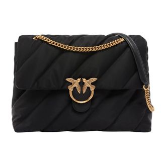 Pinko Shoulder Bags, female, Black, Size: ONE SIZE Maxi Extra Love Bag Puff in Quilted Nylon