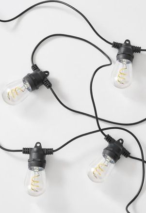 Brightech 27 ft or 48 ft, Solar-Powered Heavy Duty LED Outdoor String Lights, Weatherproof Spiral Filament Edison Bulbs in 27 Ft 12 Bulbs |