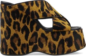 PARIS TEXAS 135mm Mara leopard-print platform sandals - Brown