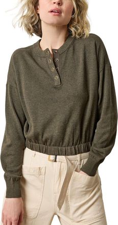 Lilla P Elastic Waist Henley Sweater